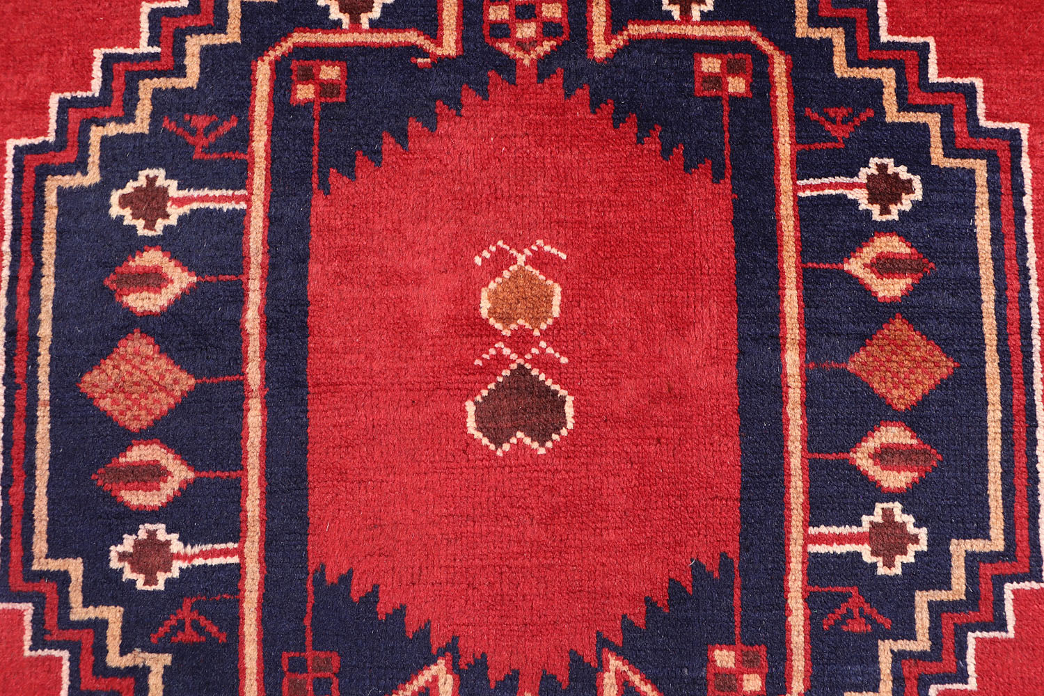 Red Handmade Adraskan Baluchi Afghan Rug Rectangular