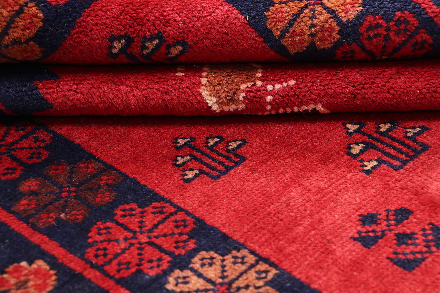 Red Handmade Adraskan Baluchi Afghan Rug Rectangular