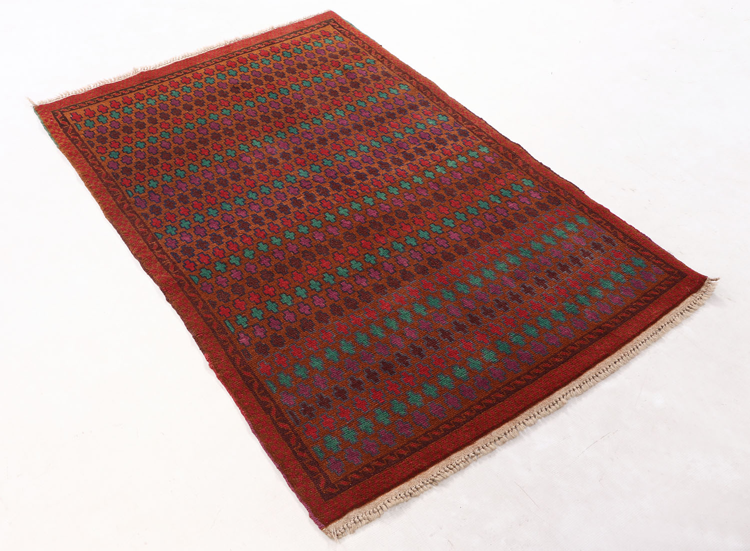 3' X 5' Gold Handmade Kohistani Baluchi Afghan Rug Rectangular