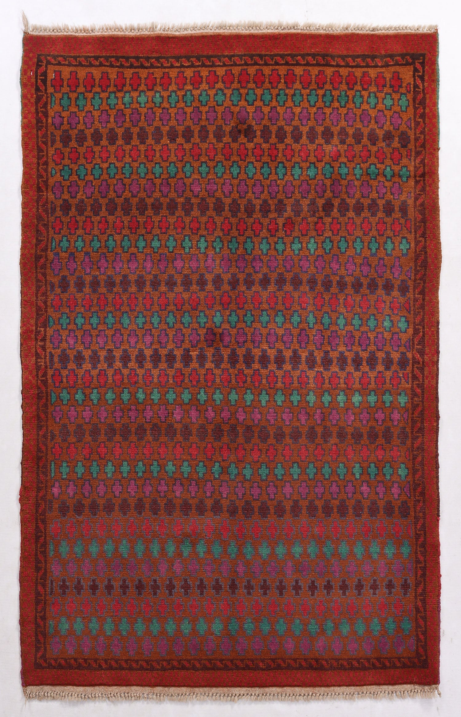 3' X 5' Gold Handmade Kohistani Baluchi Afghan Rug Rectangular