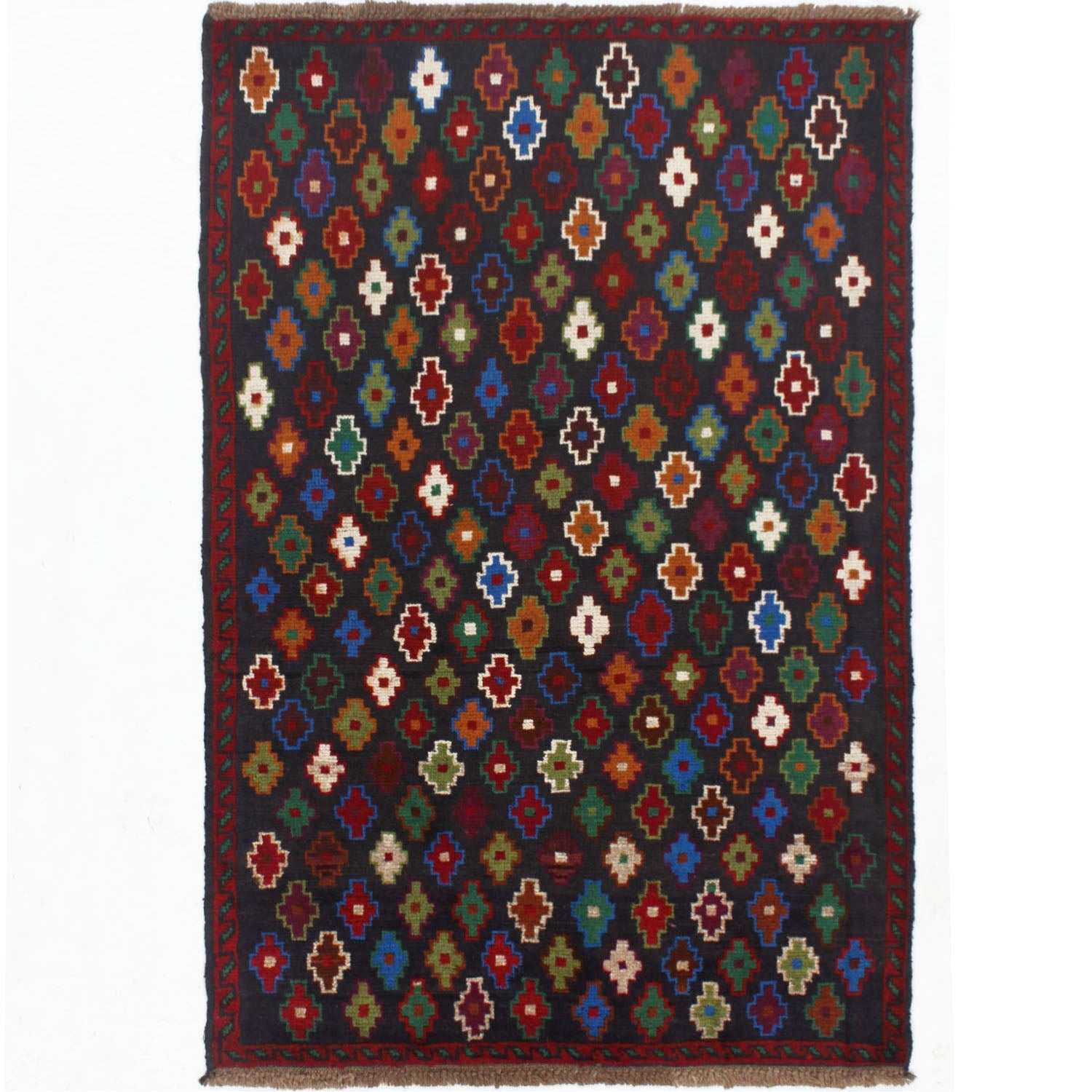 3' X 5' Blue Handmade Kohistani Baluchi Afghan Rug Rectangular