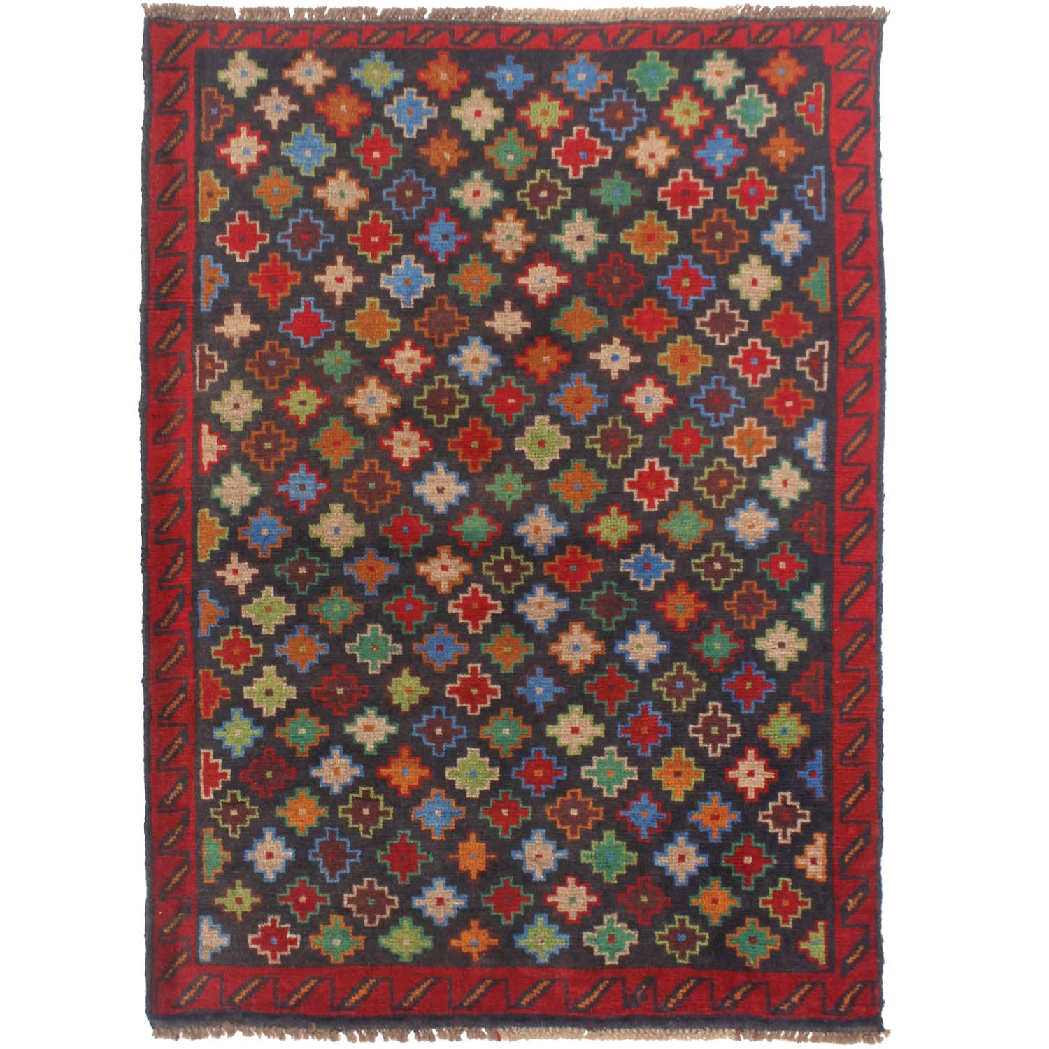 3' x 5' Blue Handmade Kohistani Baluchi Afghan Rug Rectangular