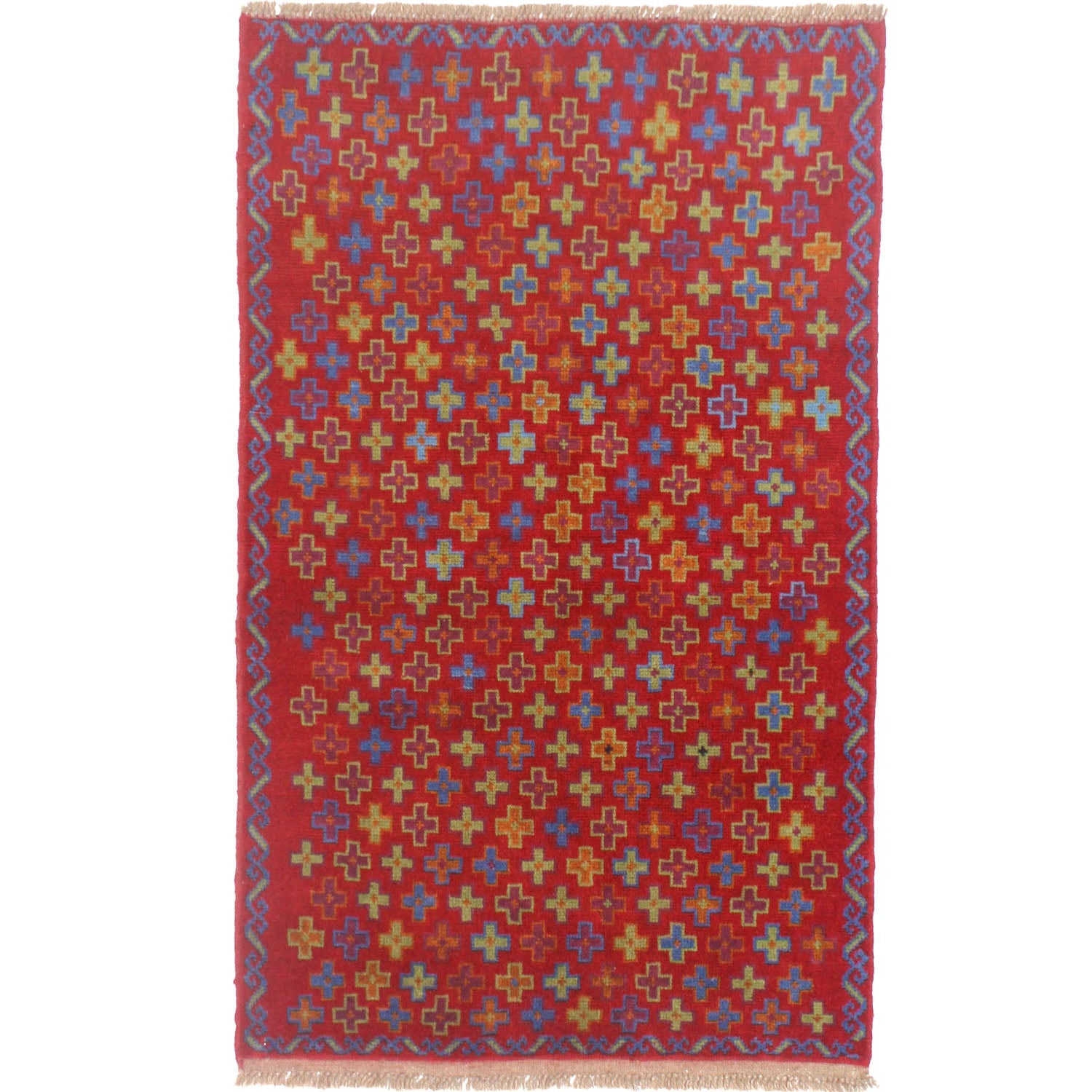 3' x 5' Red Handmade Kohistani Baluchi Afghan Rug Rectangular