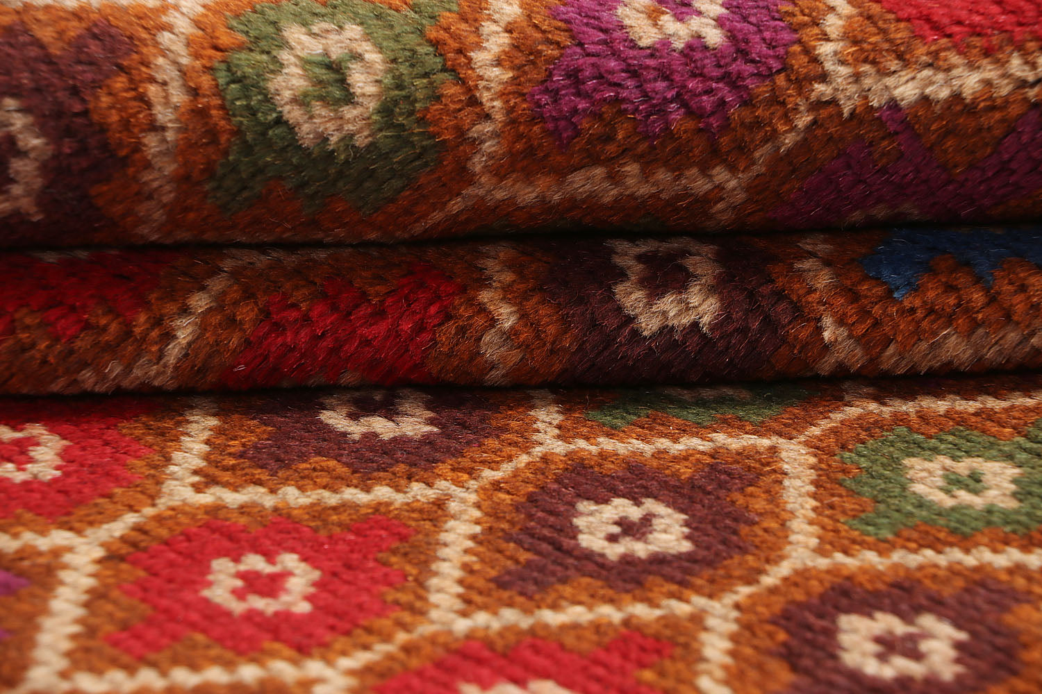 4' x 4' Gold Handmade Kohistani Baluchi Afghan Rug Square