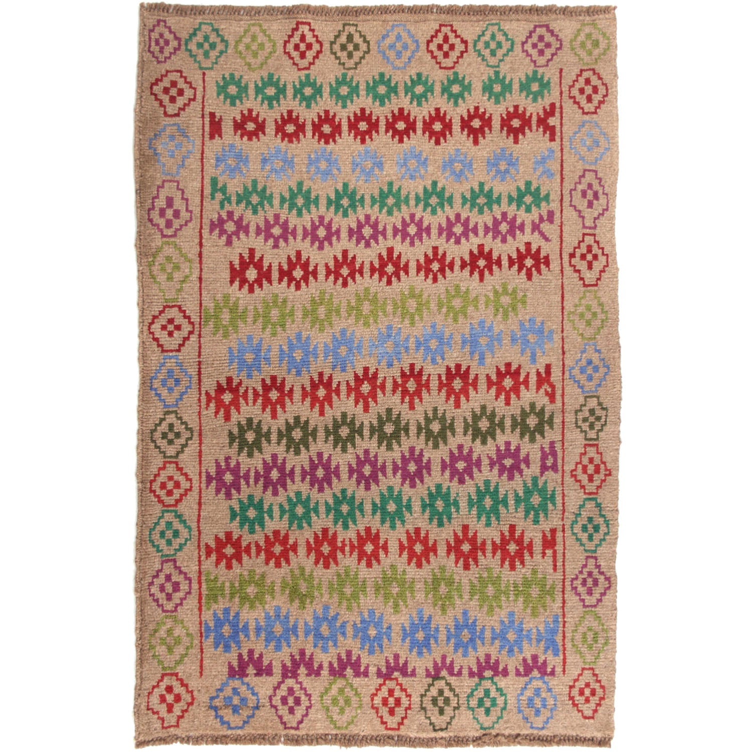 3' x 5' L.brown Handmade Kohistani Baluchi Afghan Rug Rectangular