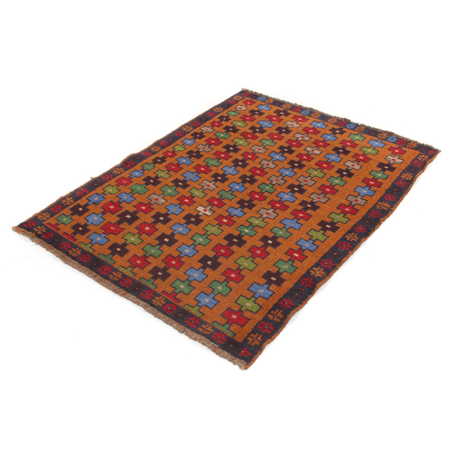 3' x 5' Gold Handmade Kohistani Baluchi Afghan Rug Rectangular