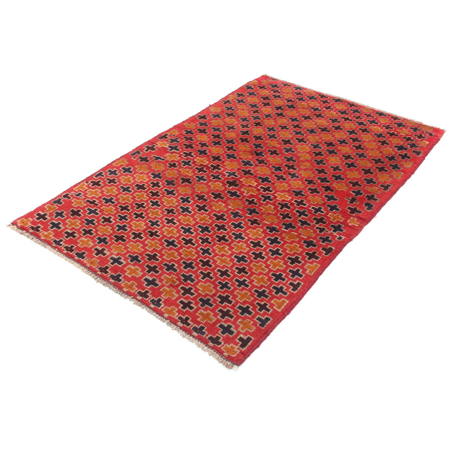 3' X 5' Red Handmade Kohistani Baluchi Afghan Rug Rectangular