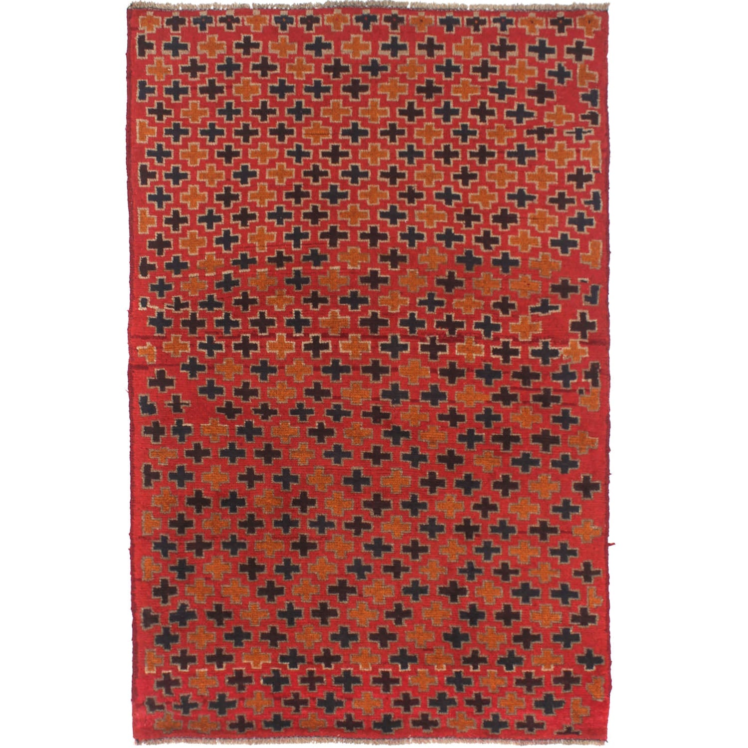 3' X 5' Red Handmade Kohistani Baluchi Afghan Rug Rectangular