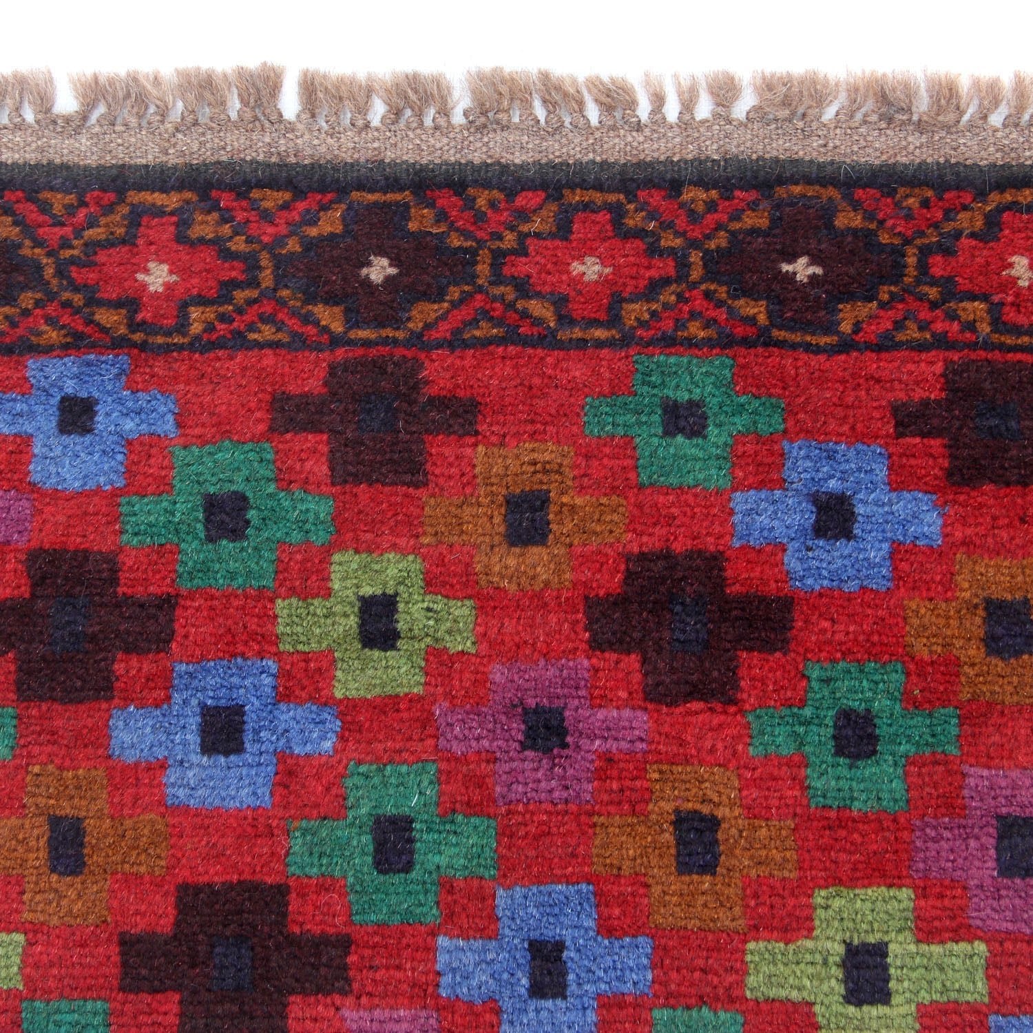 3' x 5' Red Handmade Kohistani Baluchi Afghan Rug Rectangular