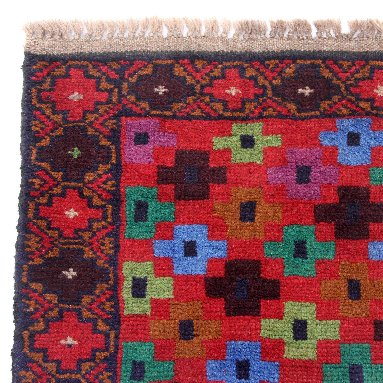 3' x 5' Red Handmade Kohistani Baluchi Afghan Rug Rectangular