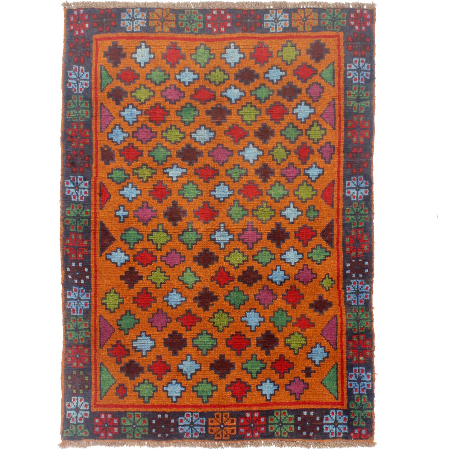 3' x 5' Gold Handmade Kohistani Baluchi Afghan Rug Rectangular