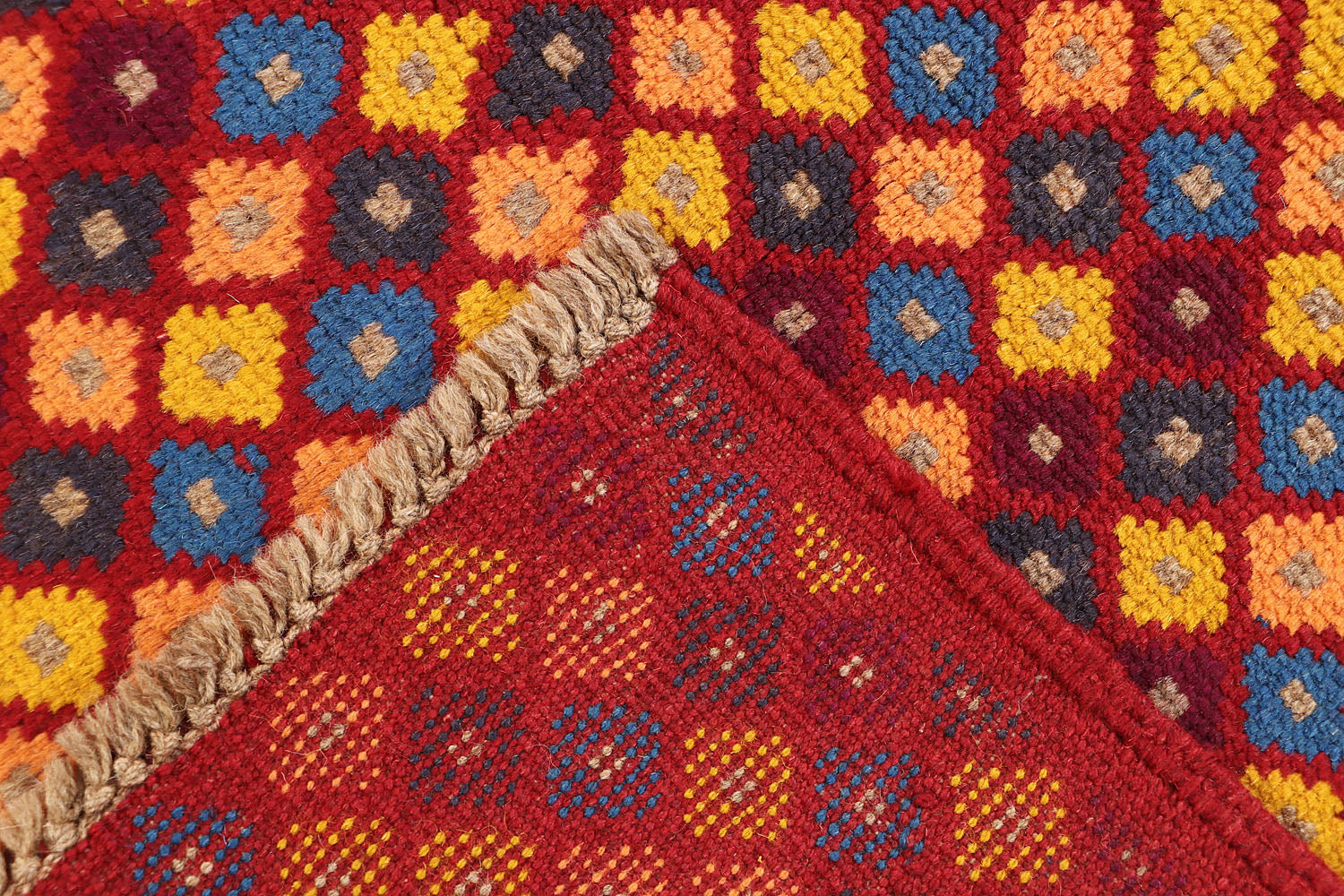 3' X 4' Red Handmade Kohistani Baluchi Afghan Rug Rectangular