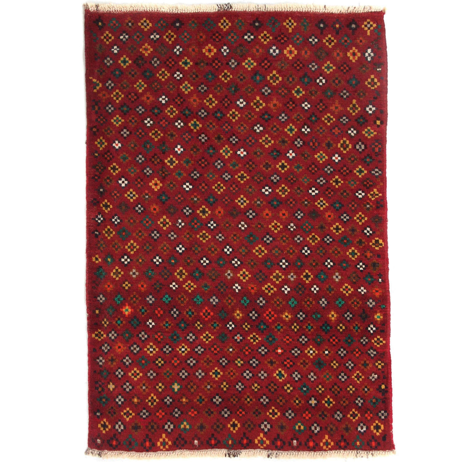 3' x 5' Red Handmade Kohistani Baluchi Afghan Rug Rectangular