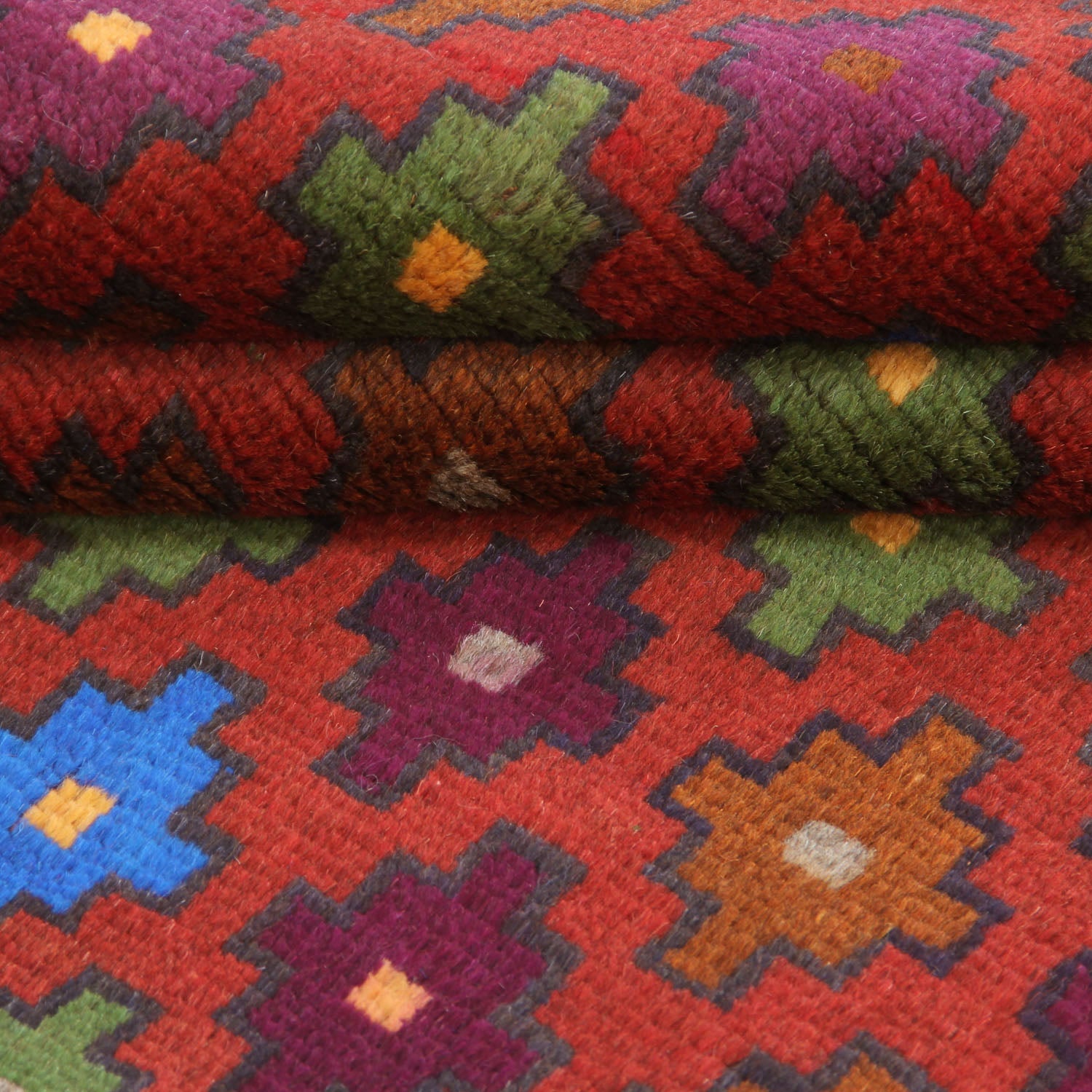 3' X 5' Red Handmade Kohistani Baluchi Afghan Rug Rectangular