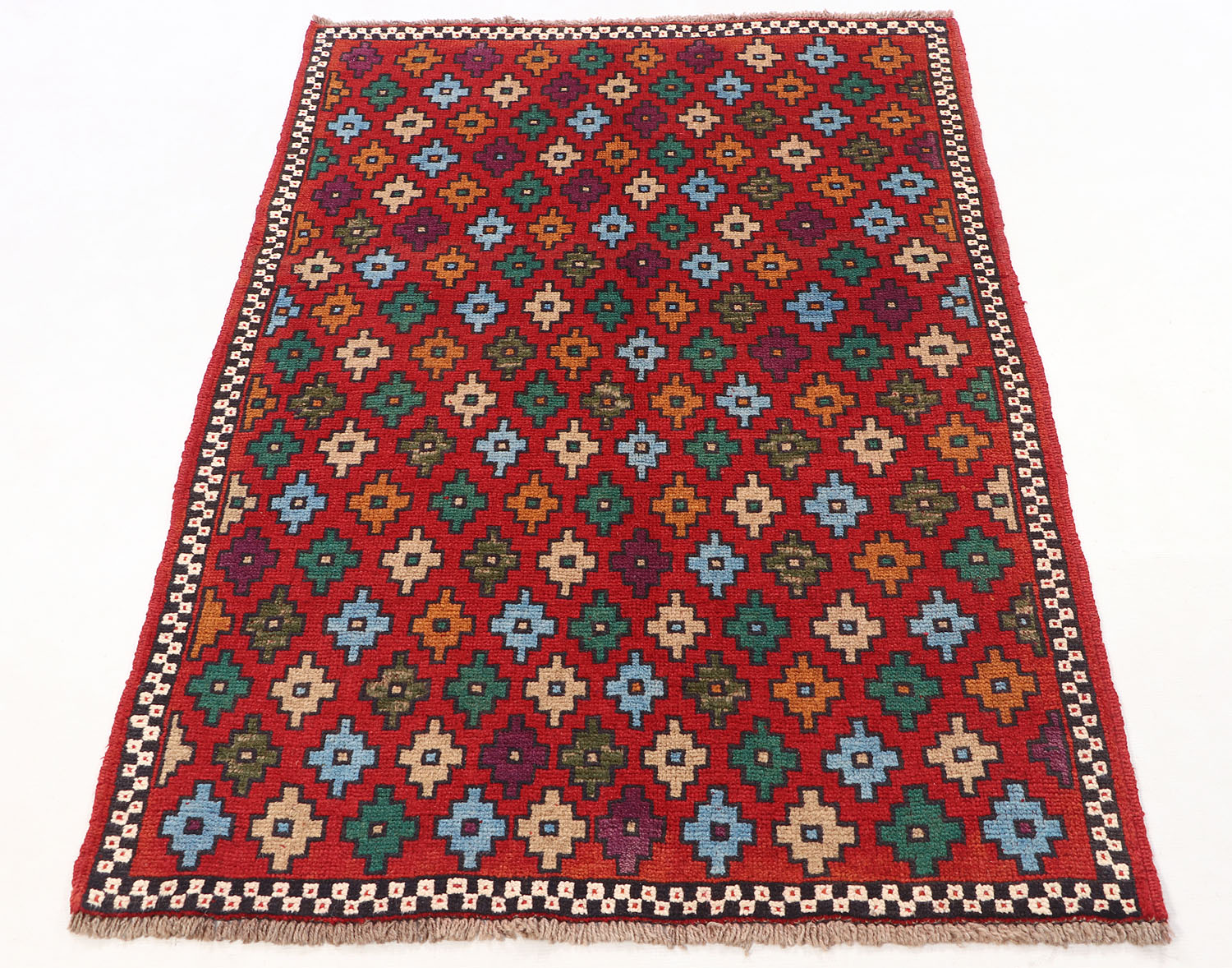 3' X 5' Red Handmade Kohistani Baluchi Afghan Rug Rectangular