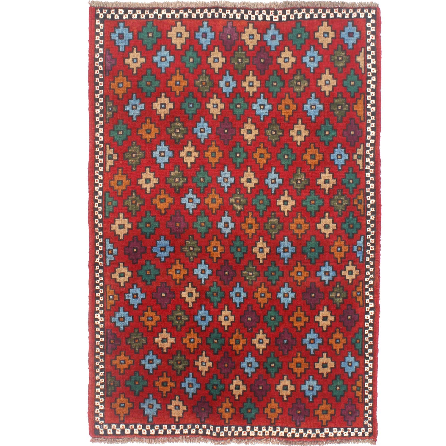 3' X 5' Red Handmade Kohistani Baluchi Afghan Rug Rectangular
