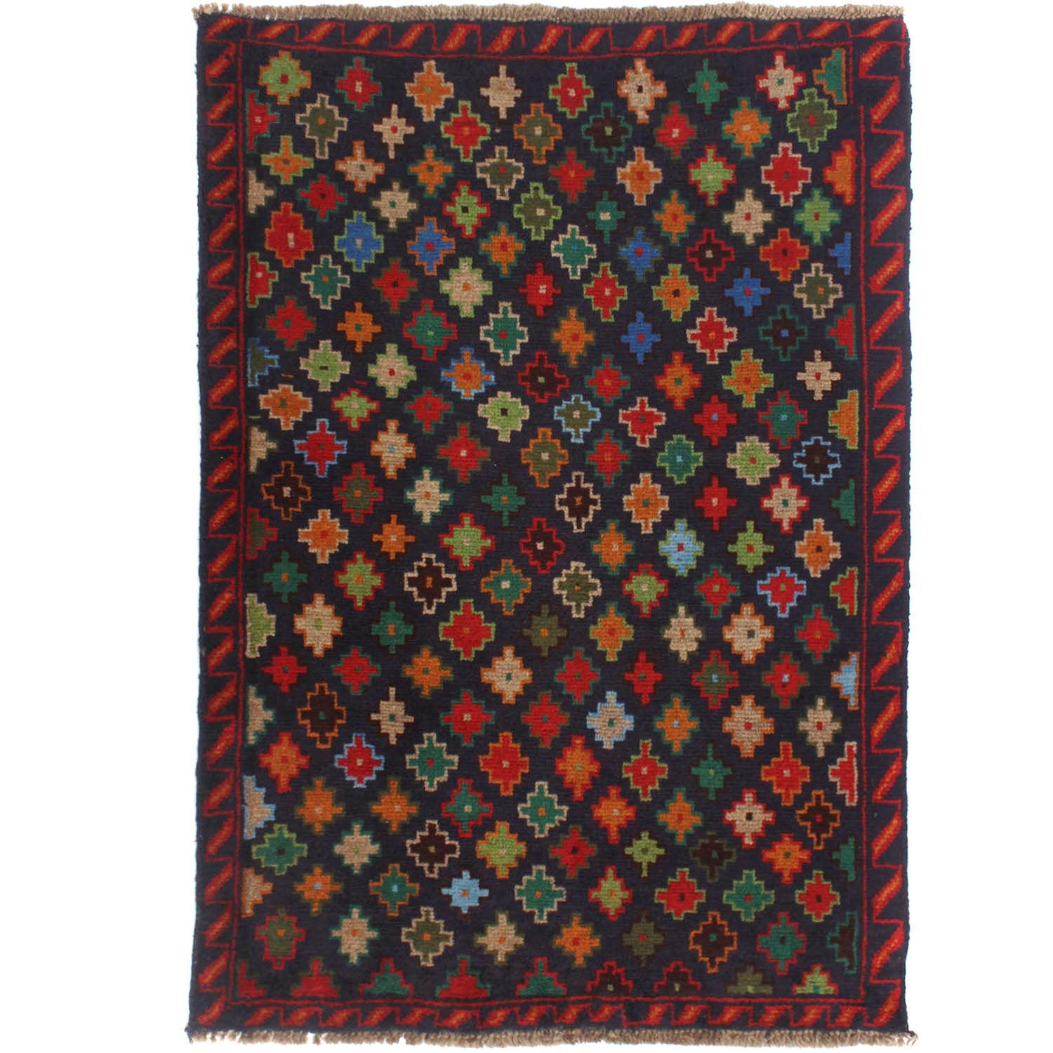 3' X 5' Blue Handmade Kohistani Baluchi Afghan Rug Rectangular