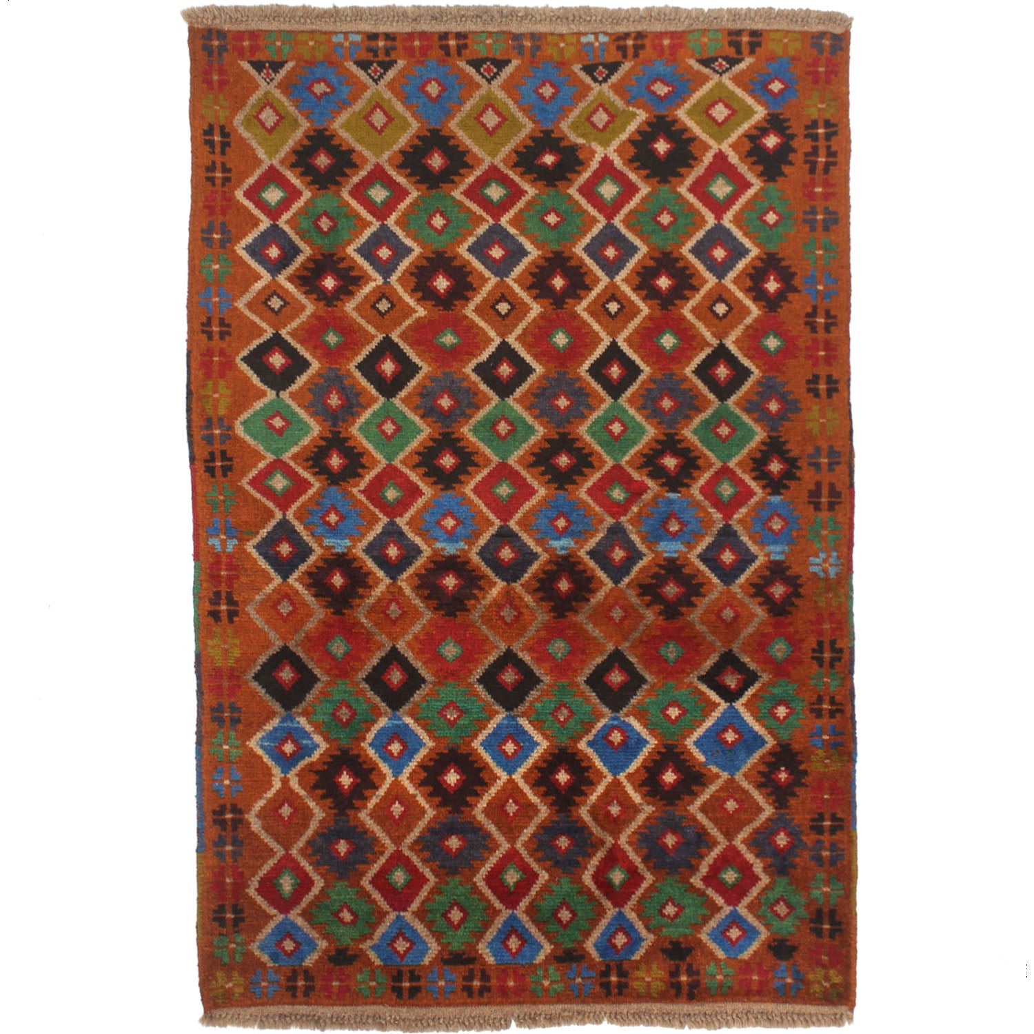 3' x 5' Gold Handmade Kohistani Baluchi Afghan Rug Rectangular