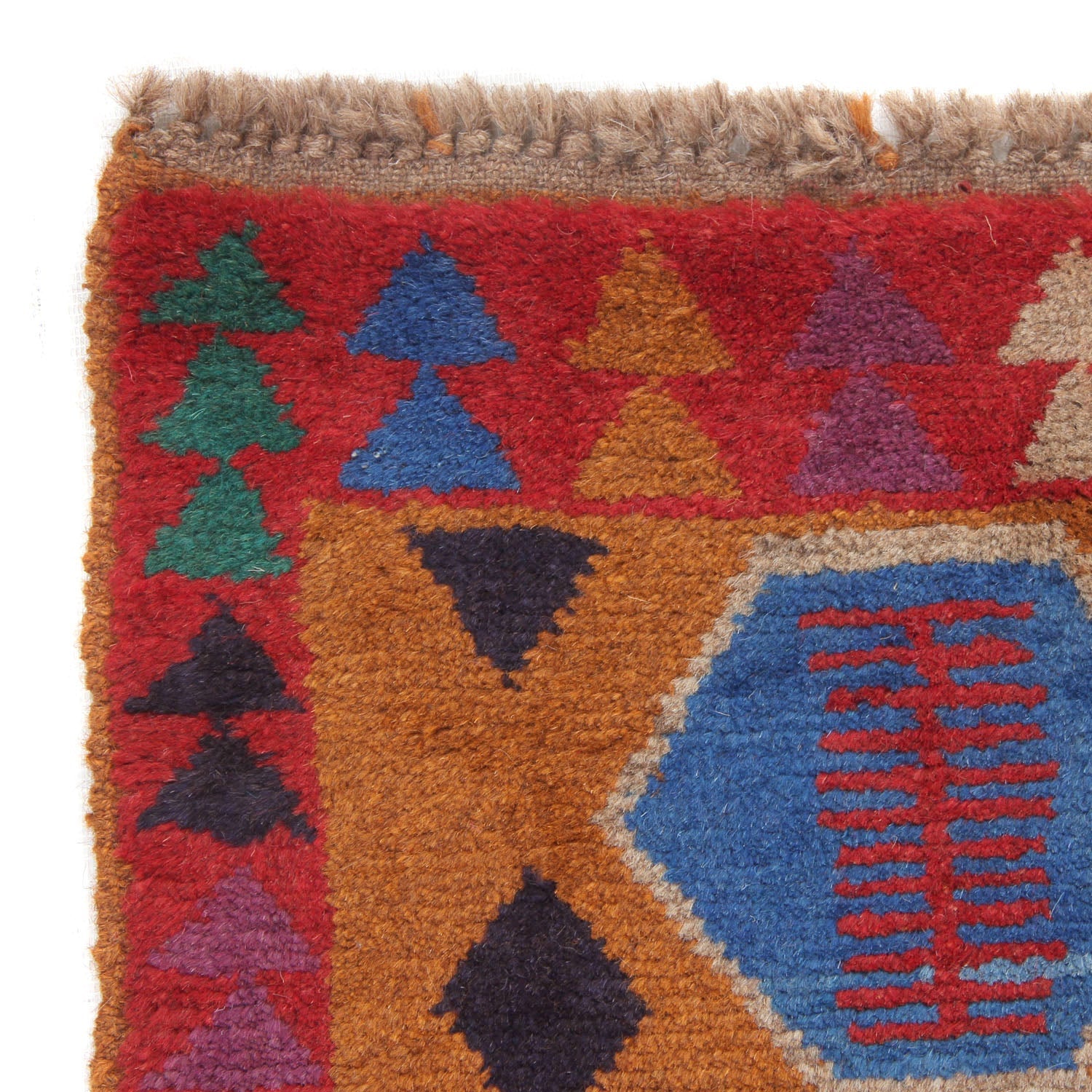 3' X 5' Gold Handmade Kohistani Baluchi Afghan Rug Rectangular