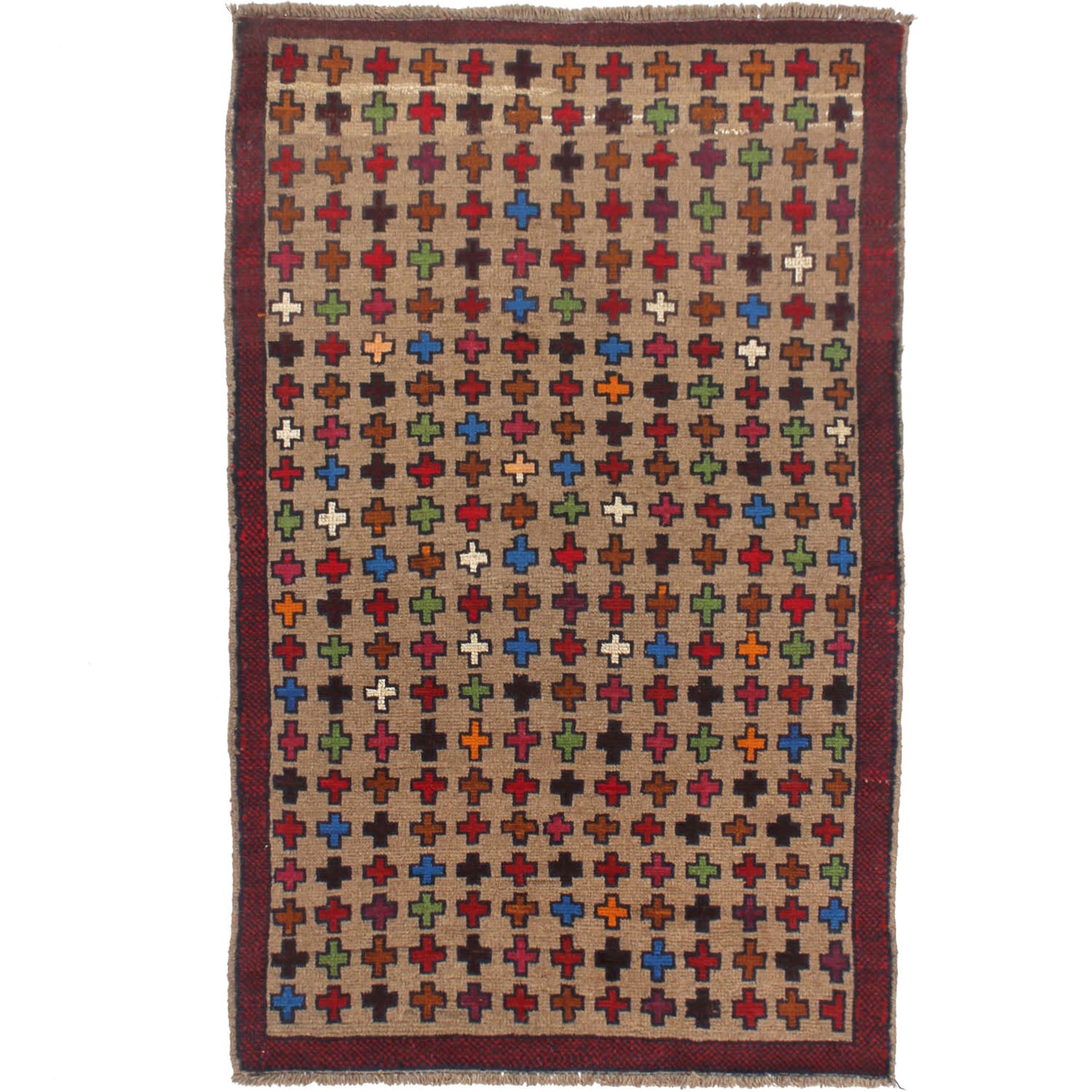 3' X 5' L.brown Handmade Kohistani Baluchi Afghan Rug Rectangular