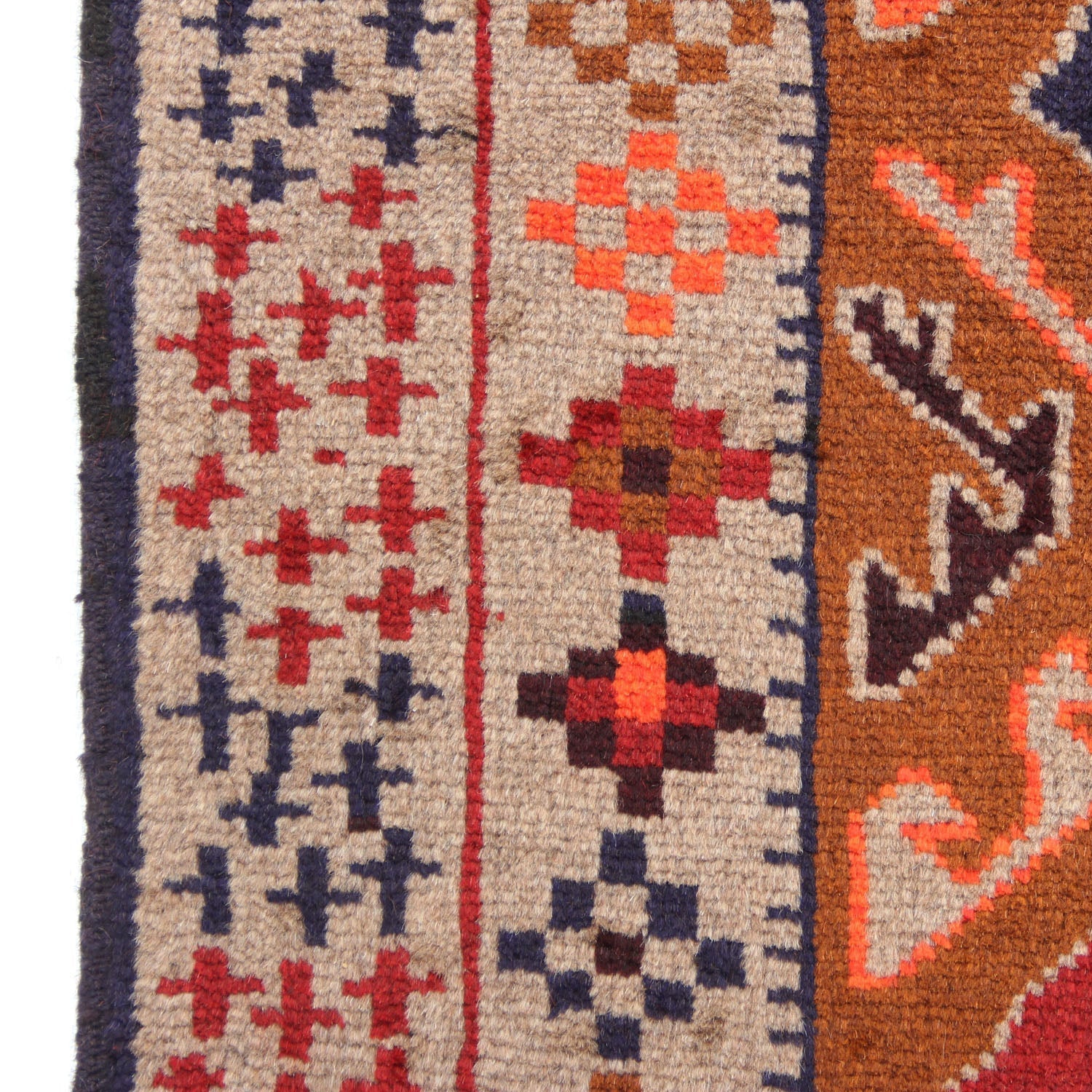 3' X 4' Gold Handmade Kohistani Baluchi Afghan Rug Rectangular