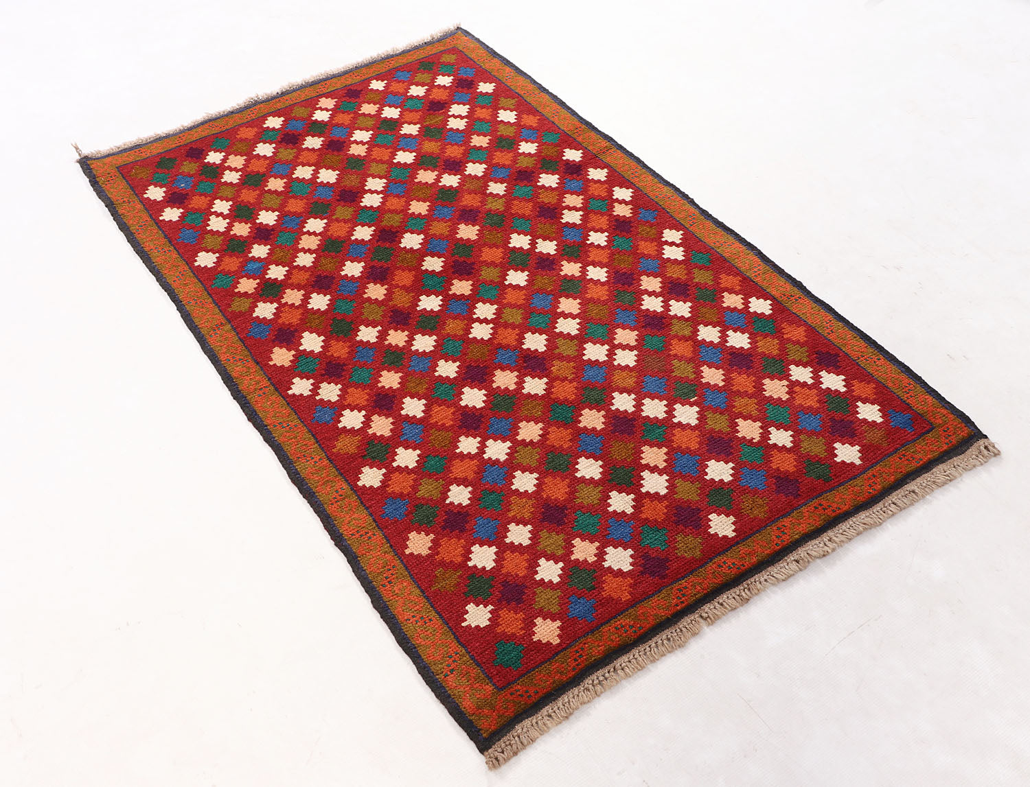 3' X 5' Red Handmade Kohistani Baluchi Afghan Rug Rectangular
