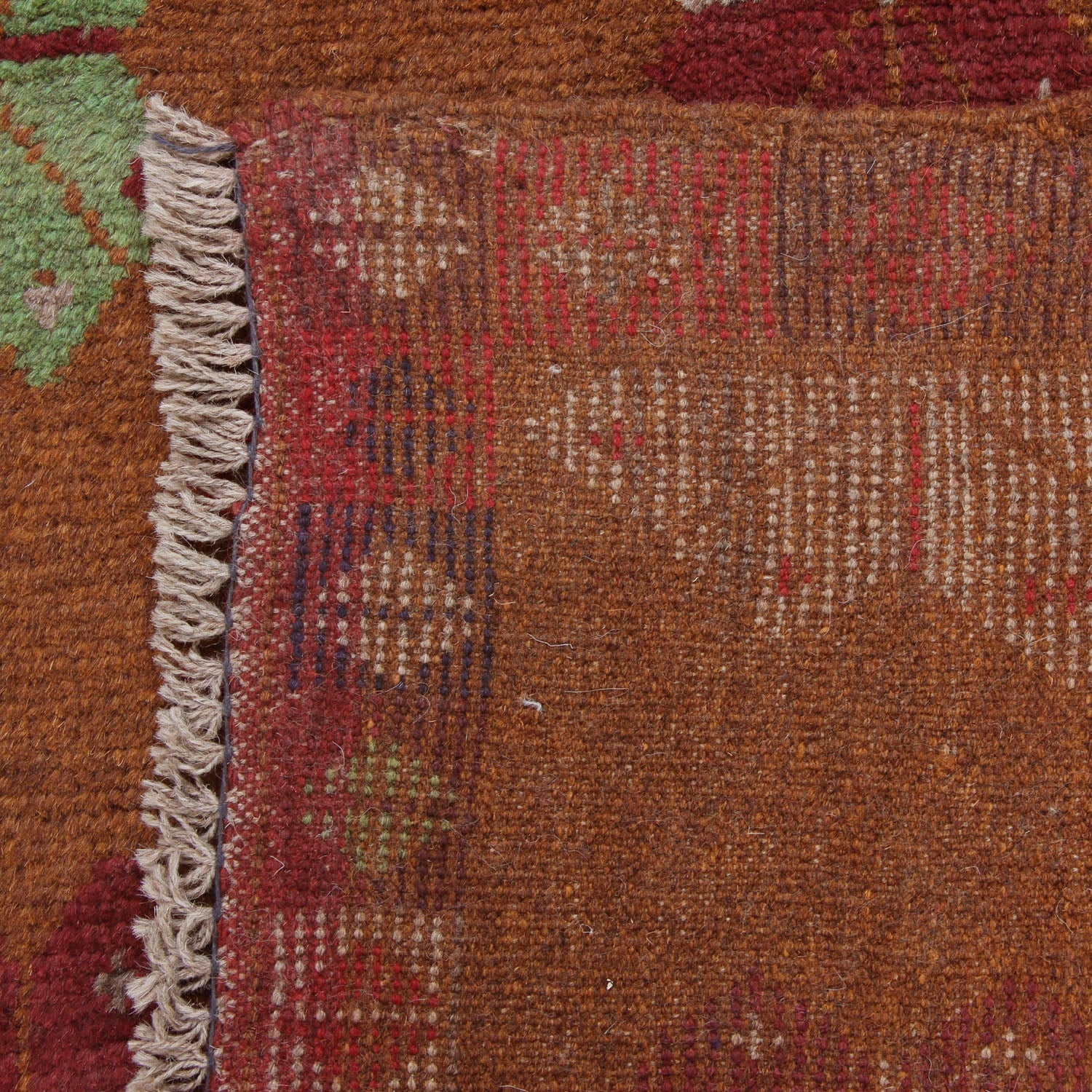 4' x 4' Gold Handmade Kohistani Baluchi Afghan Rug Square