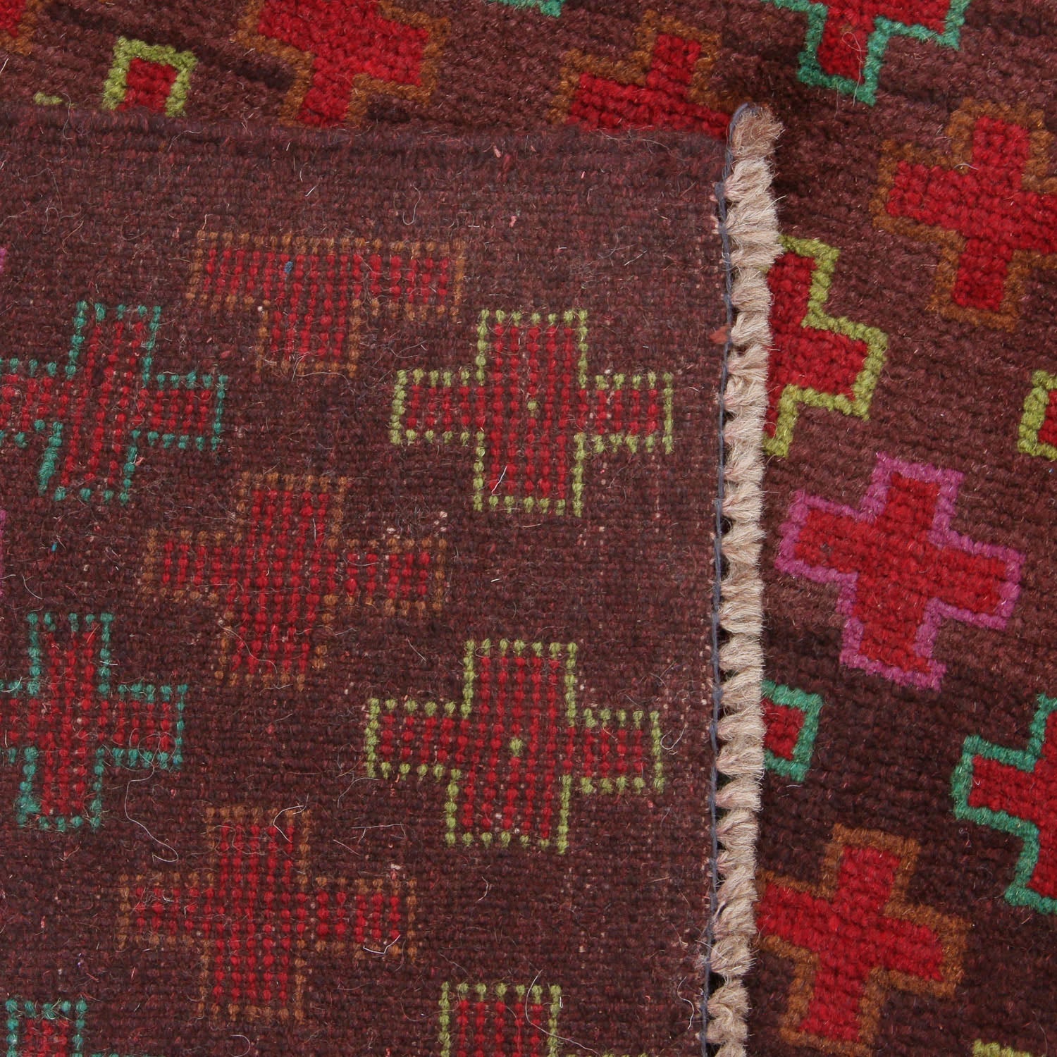 3' X 5' Brown Handmade Kohistani Baluchi Afghan Rug Rectangular