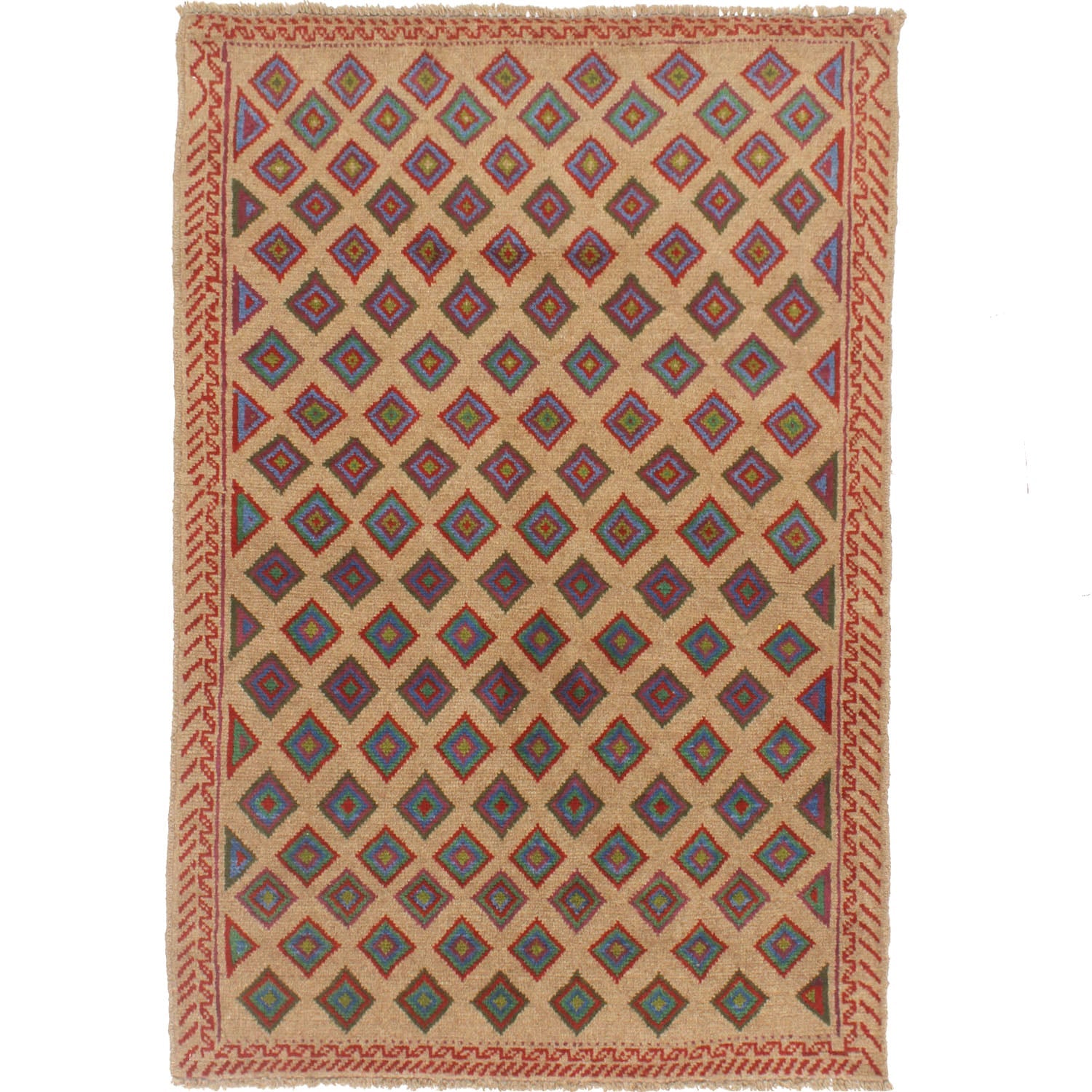 3' X 5' L.brown Handmade Kohistani Baluchi Afghan Rug Rectangular