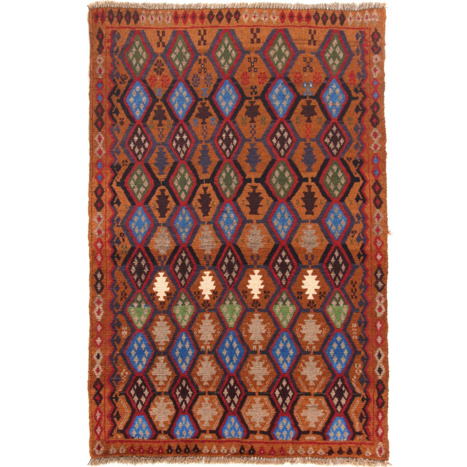 3' X 5' Multy Handmade Kohistani Baluchi Afghan Rug Rectangular