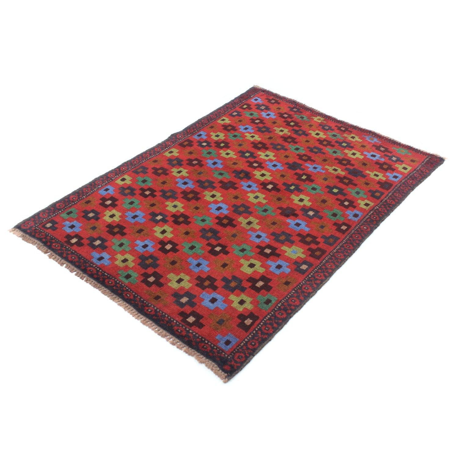 3' X 5' Red Handmade Kohistani Baluchi Afghan Rug Rectangular