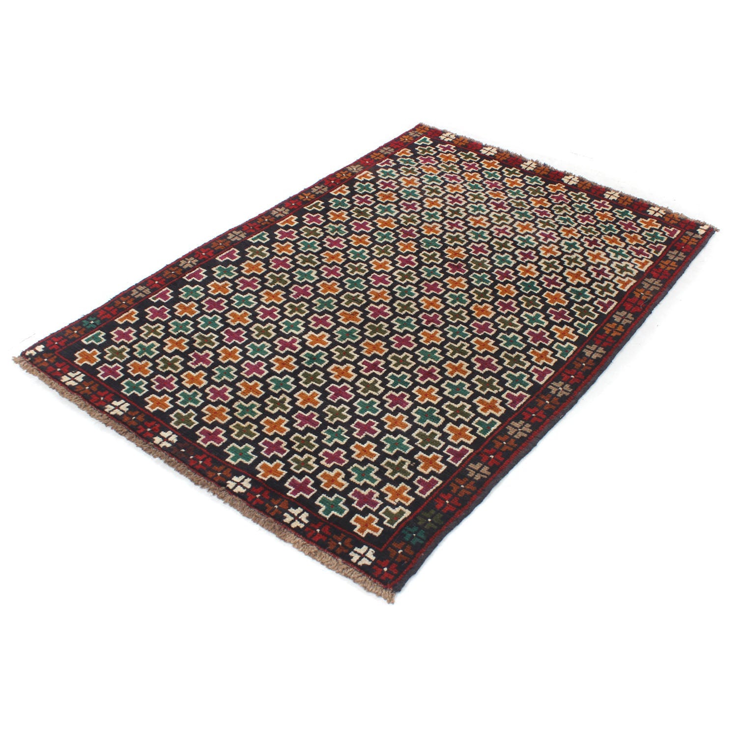 3' X 5' Blue Handmade Kohistani Baluchi Afghan Rug Rectangular