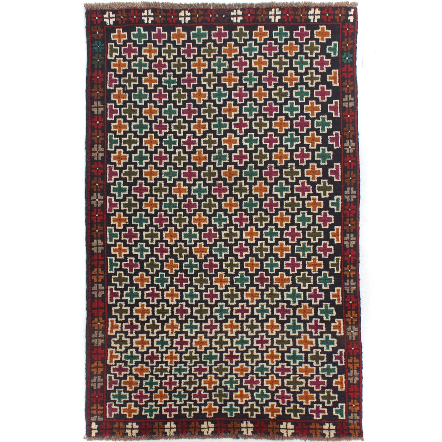 3' X 5' Blue Handmade Kohistani Baluchi Afghan Rug Rectangular