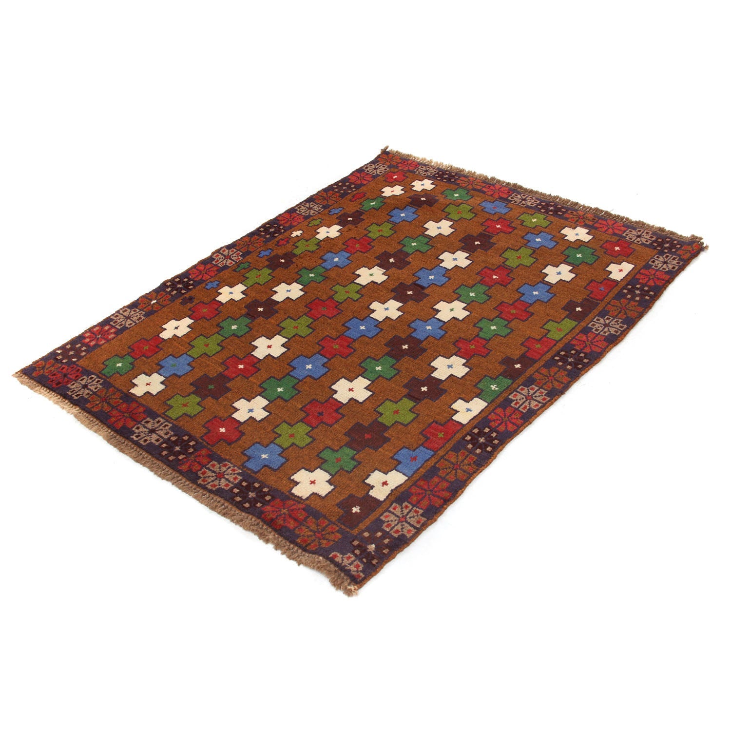3' x 5' Gold Handmade Kohistani Baluchi Afghan Rug Rectangular