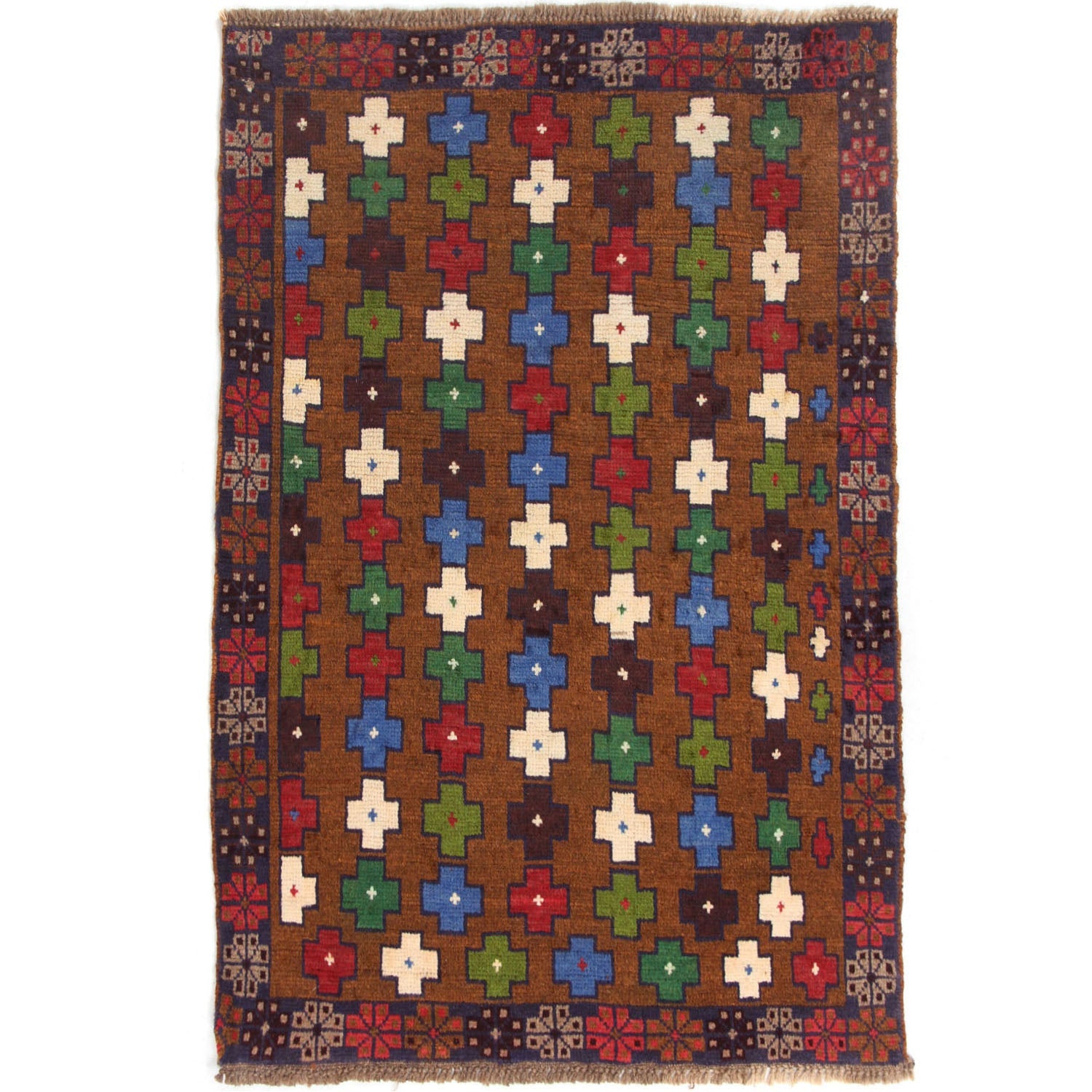 3' x 5' Gold Handmade Kohistani Baluchi Afghan Rug Rectangular