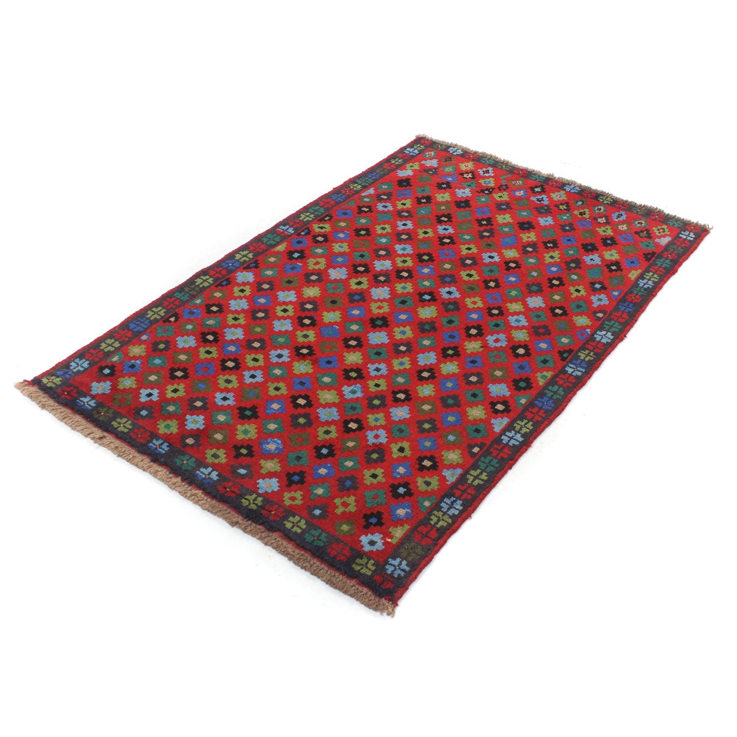 3' X 5' Red Handmade Kohistani Baluchi Afghan Rug Rectangular