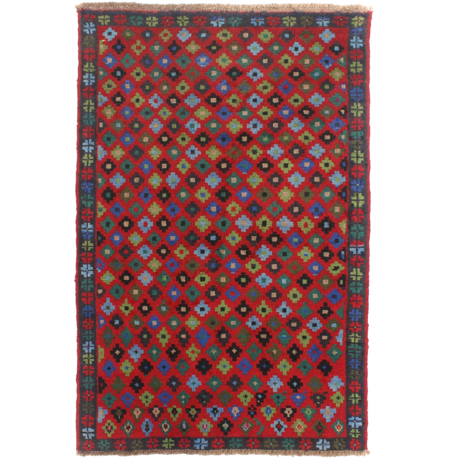 3' X 5' Red Handmade Kohistani Baluchi Afghan Rug Rectangular