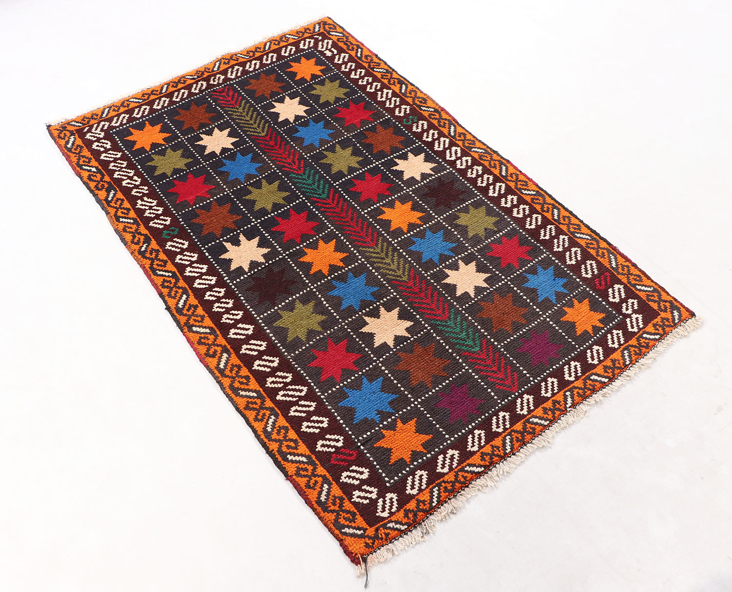 3' x 5' Blue Handmade Kohistani Baluchi Afghan Rug Rectangular