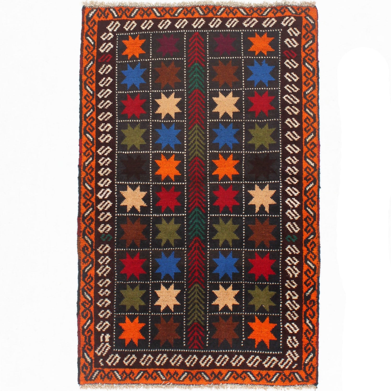 3' x 5' Blue Handmade Kohistani Baluchi Afghan Rug Rectangular