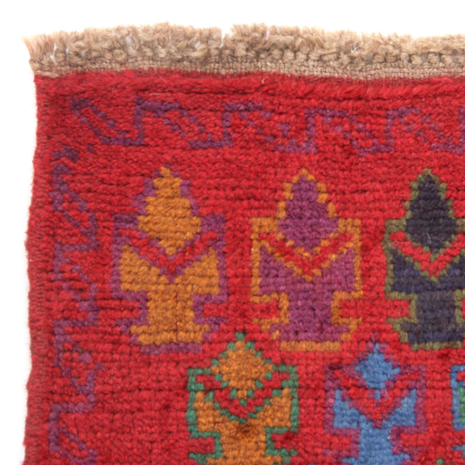 3' X 4' Red Handmade Kohistani Baluchi Afghan Rug Rectangular
