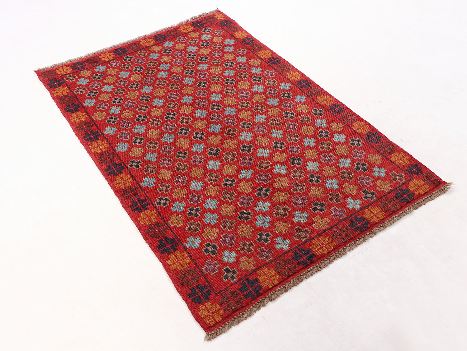 3' x 5' Red Handmade Kohistani Baluchi Afghan Rug Rectangular
