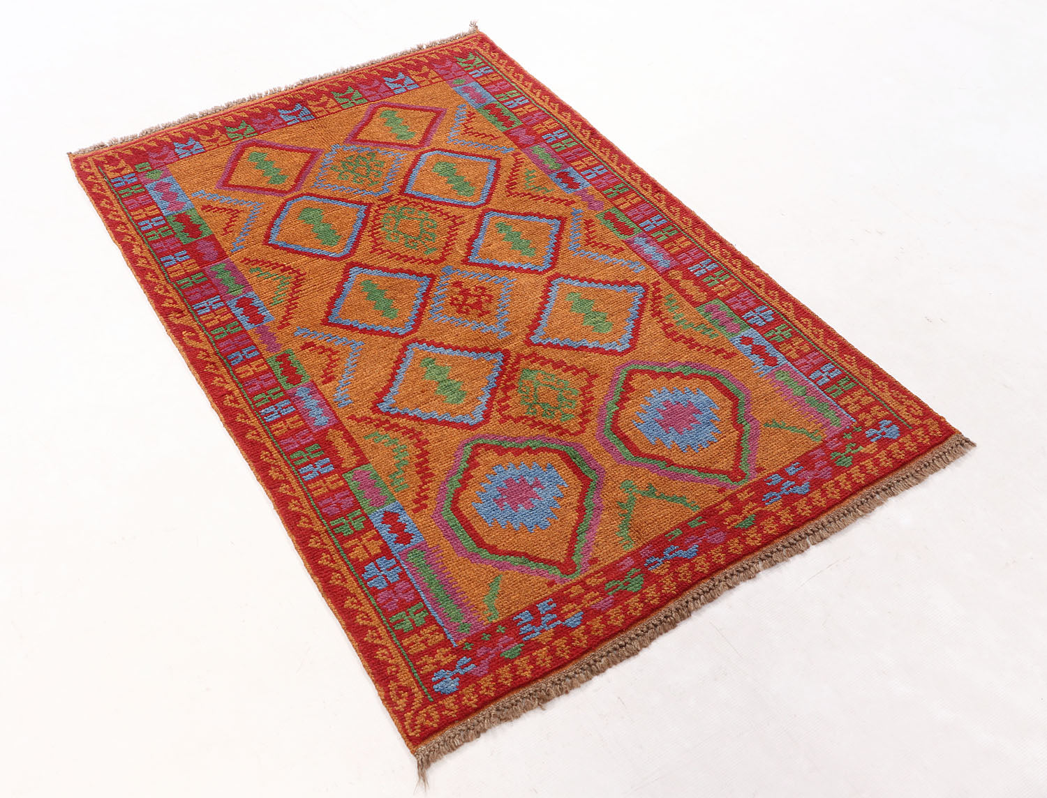 3' x 5' Gold Handmade Kohistani Baluchi Afghan Rug Rectangular