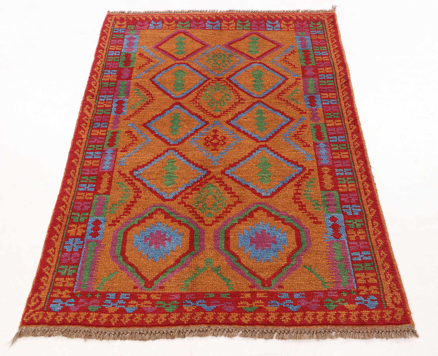 3' x 5' Gold Handmade Kohistani Baluchi Afghan Rug Rectangular