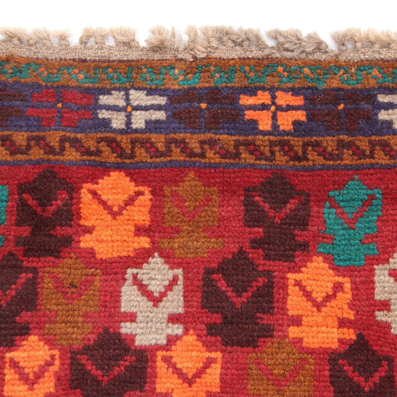 3' X 5' Red Handmade Kohistani Baluchi Afghan Rug Rectangular
