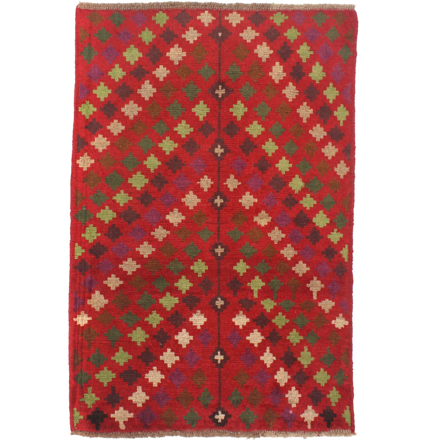 3' X 5' Red Handmade Kohistani Baluchi Afghan Rug Rectangular