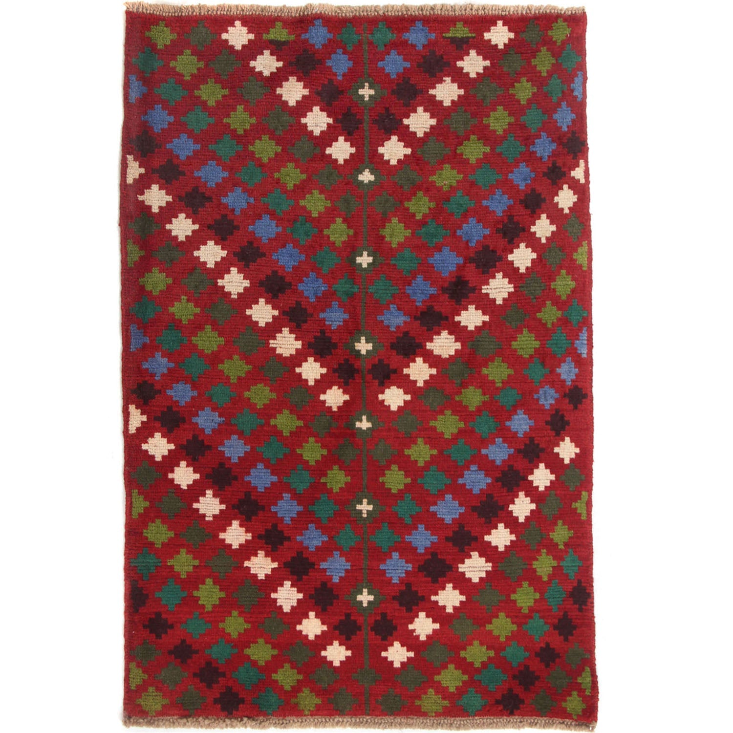 3' x 5' Red Handmade Kohistani Baluchi Afghan Rug Rectangular