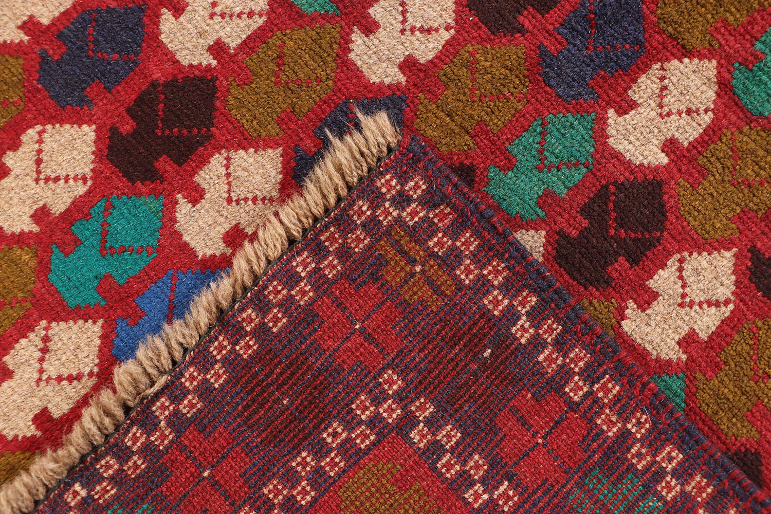 3' x 5' Red Handmade Kohistani Baluchi Afghan Rug Rectangular
