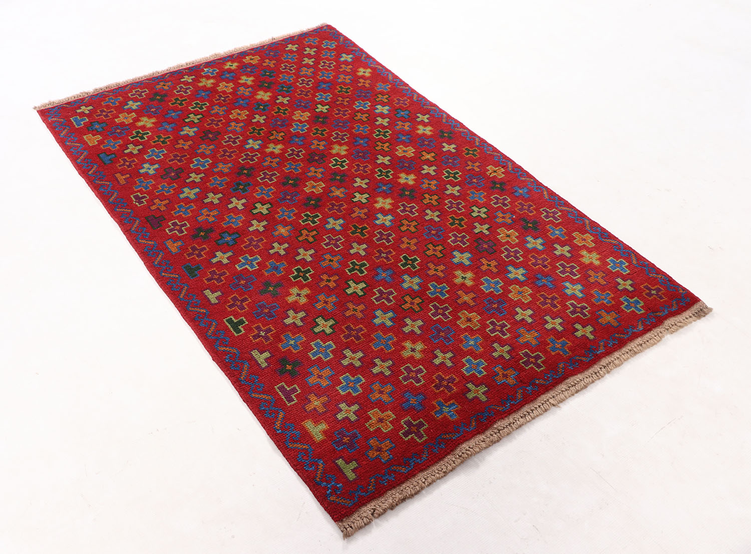 3' X 5' Red Handmade Kohistani Baluchi Afghan Rug Rectangular