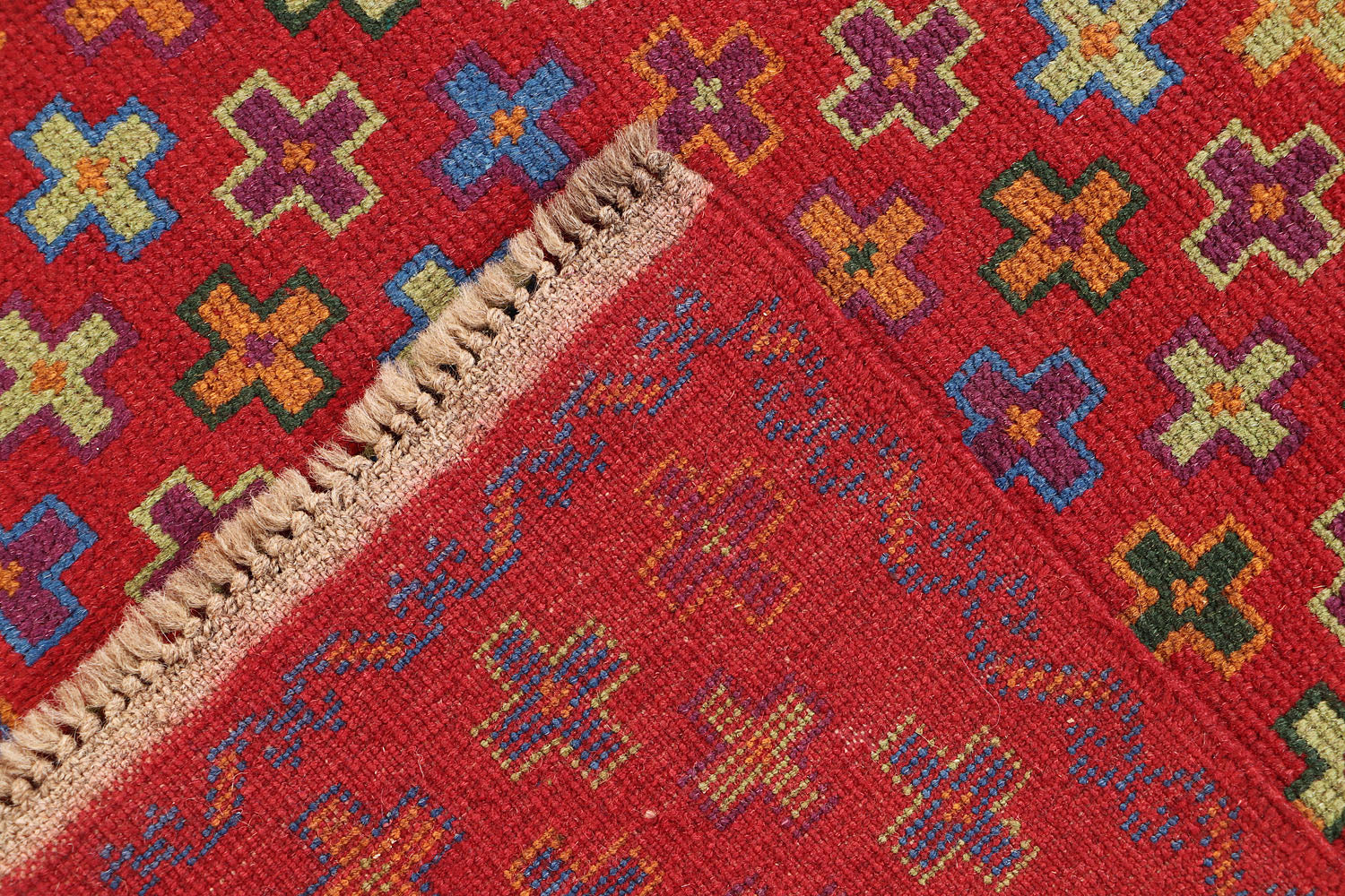 3' X 5' Red Handmade Kohistani Baluchi Afghan Rug Rectangular