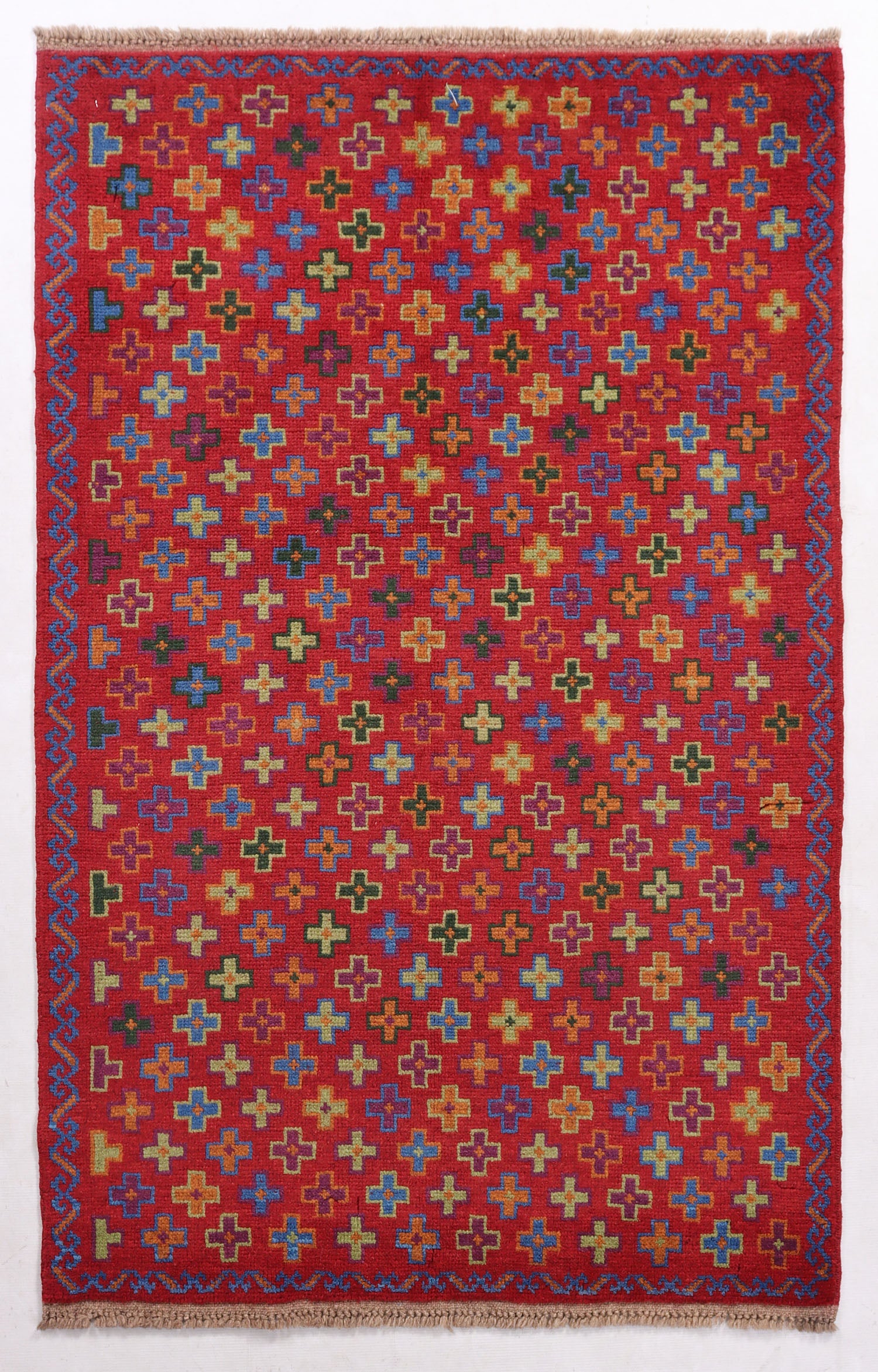 3' X 5' Red Handmade Kohistani Baluchi Afghan Rug Rectangular